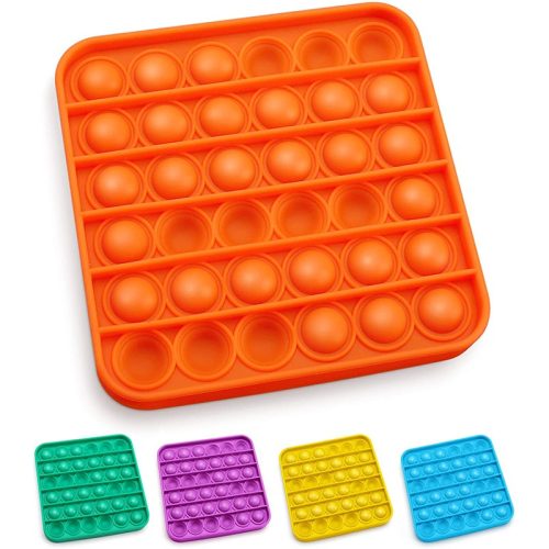 Anti-stressz játék, Push Pop Bubble Fidget, Pop It Now , négyzet alakú , narancs