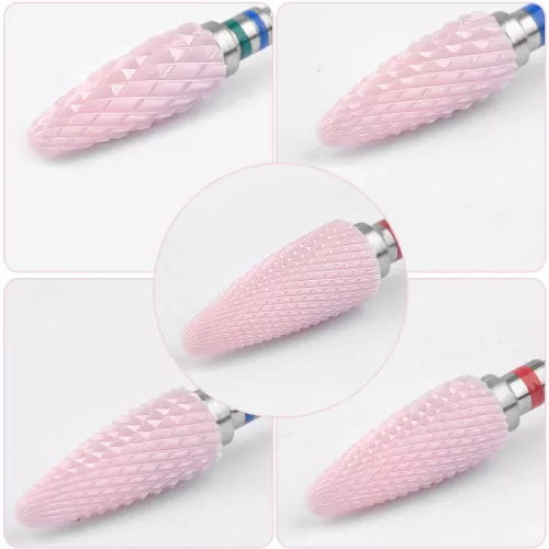 Kerámia Csiszolófej #-03 – Rózsaszín hosszú kúp forma, rombuszhálós vágással