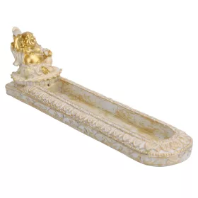   Arany-fehér kerámia Buddha füstölőtartó – 25×8 cm keleties dekoráció és illatpálca tartó