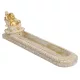 Arany-fehér kerámia Buddha füstölőtartó – 25×8 cm keleties dekoráció és illatpálca tartó