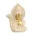Arany-fehér kerámia Buddha szobor – 16×12 cm spirituális dekoráció lótusz motívummal