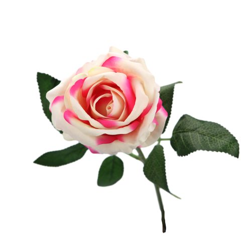 Művirág rózsaszál -fehér-rózsaszín 52 cm