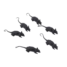   Halloween fekete patkány dekoráció – 6 db-os szett, 8 cm