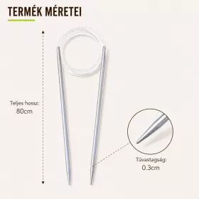 Alumínium körkötőtű 3 mm × 80 cm, rugalmas damillal