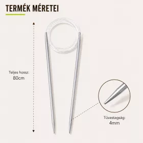 Alumínium körkötőtű 4 mm × 80 cm, rugalmas damillal