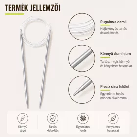 Alumínium körkötőtű 5 mm × 80 cm, rugalmas damillal