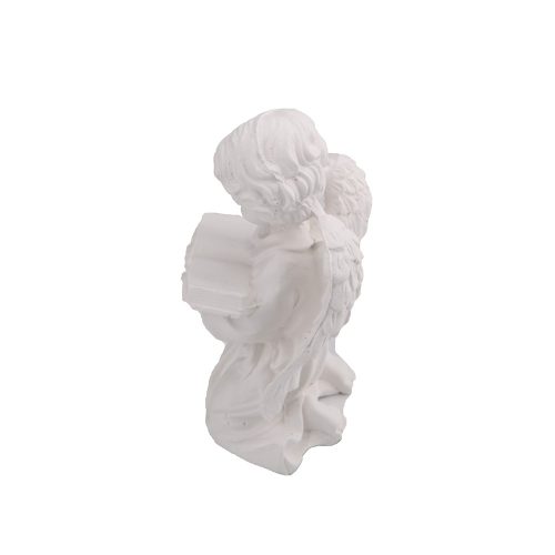 Fehér térdelő és olvasó angyal - 18 cm
