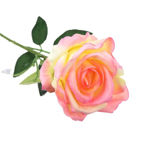 Sárgás-rózsaszínű rózsa 52 cm művirág
