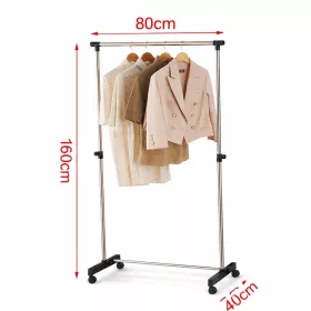   Gurulós ruhatartó állvány 80 cm – állítható fém ruhafogas, mobil ruhaállvány otthonra és üzletbe