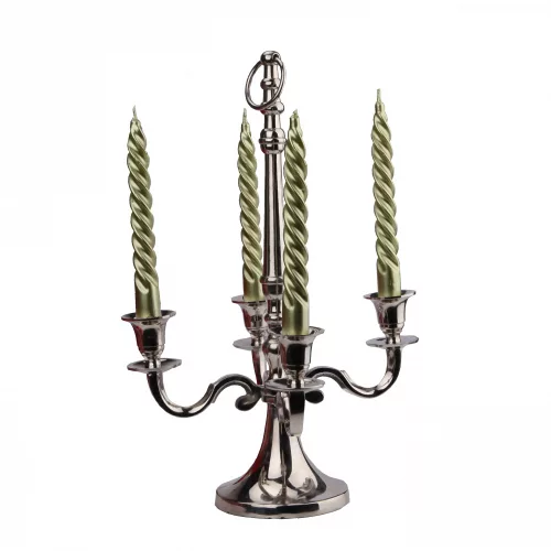 Gyertyatartó ötágú, gyertyával 41 cm - krómozott