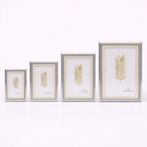 Modern képkeret 20×25 cm – 15×20 cm fotóhoz, szürke–ezüst–bézs színkombinációban