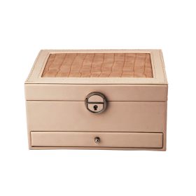   Kerek csatos ékszertartó műbőr 3 szintes krém színű - 22 cm