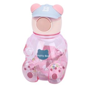   Naughty Bear 750 ml gyerek kulacs – rózsaszín medve formájú BPA-mentes palack szívószállal