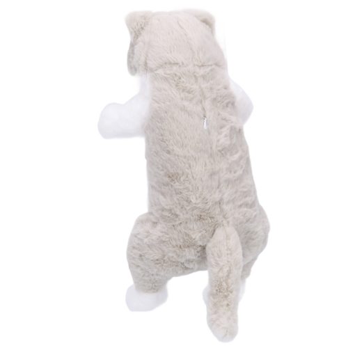 Plüss cica – 40 cm szürke-fehér macska játék gyerekeknek