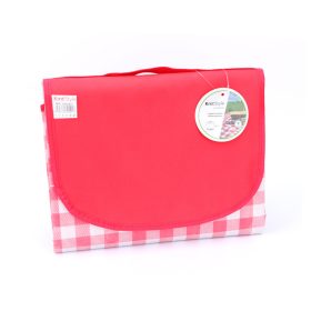   Picnik takaró vízálló 200 x 150 cm tépőzáras hordozó füles - Piros kockás
