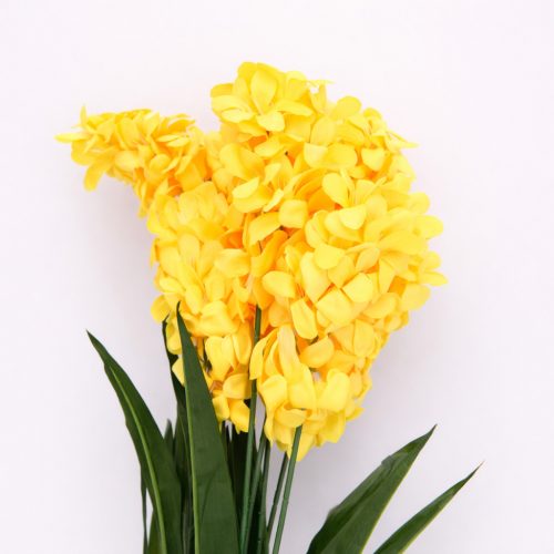 Prémium sárga hortenzia művirág csokor 65 cm – 7 szálas élethű hortenzia dekorációs művirág