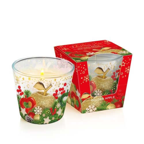 Bartek Candles Illatgyertya pohárban 115g - Christmas Eve - Golden Apple