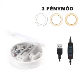 LED Sminktükör, Telefontartóval D3 - Fehér