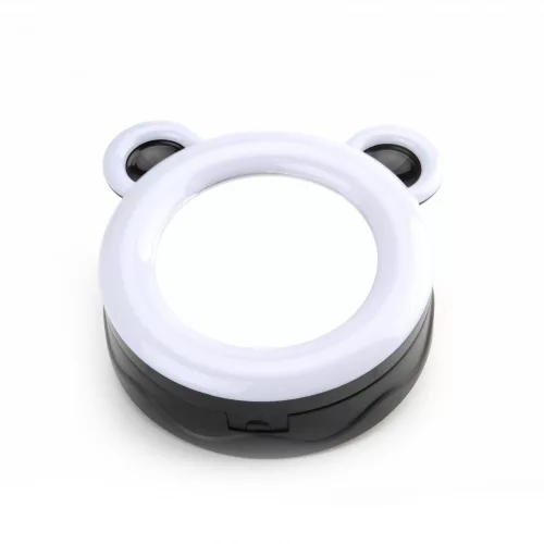 LED Sminktükör, Telefontartóval D3 - Fekete