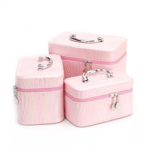 Kozmetikai táska kettős cipzárnyílás Műbőr Kicsi - Rózsaszín