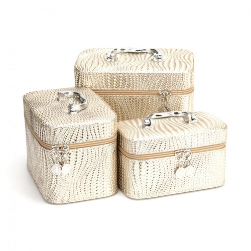 Kozmetikai táska kettős cipzárnyílás Műbőr Kicsi - Arany színű