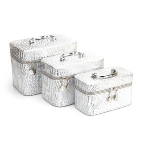   Kozmetikai táska kettős cipzárnyílás Műbőr Kicsi - ezust