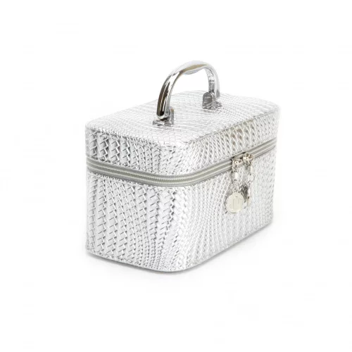 Kozmetikai táska kettős cipzárnyílás Műbőr Kicsi - ezust