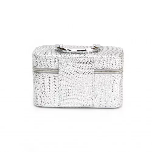 Kozmetikai táska kettős cipzárnyílás Műbőr Kicsi - ezust