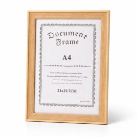   A4 méretű világos fa hatású képkeret – természetes oklevél- és dokumentumkeret, modern faliképkeret