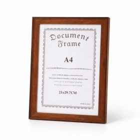   A4 méretű sötét barna fa hatású képkeret – klasszikus oklevél- és dokumentumkeret, elegáns faliképkeret