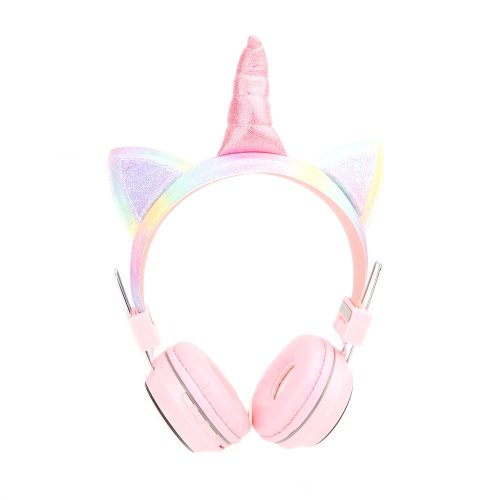 Unikornis Színes ragyogás, Bluetooth fülhallgató mikrofonnal - Rózsaszín
