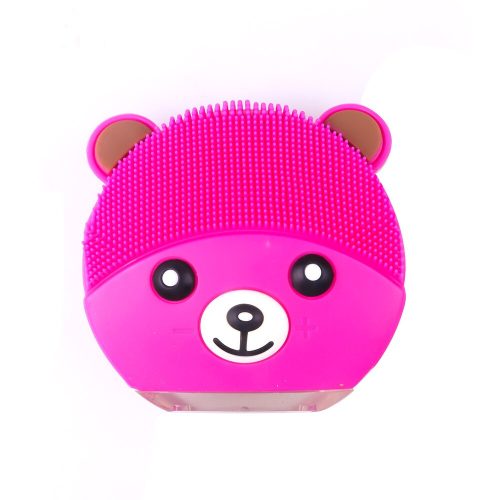 Elektromos arcmasszírozó és pórustisztító szilikon kefe, Medve alakú - Rózsaszín