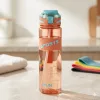 1000 ml-es szívószálas sport kulacs csuklópánttal – BPA-mentes ivópalack, narancs-kék