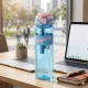 1000 ml-es szívószálas sport kulacs csuklópánttal – BPA-mentes ivópalack, világoskék-sárga