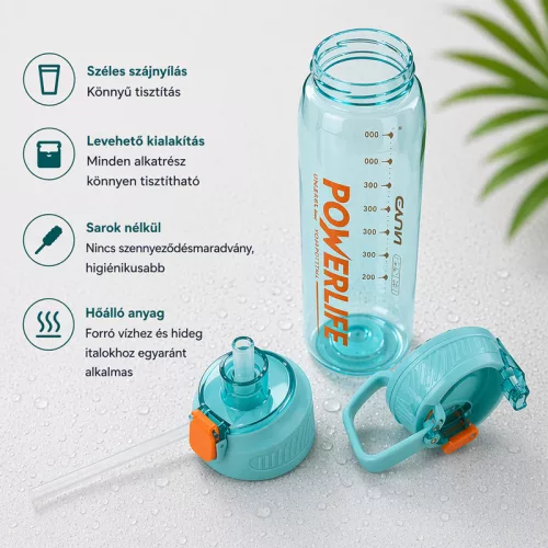 Fehér sport kulacs 1030 ml – szivárgásmentes BPA-mentes ivópalack biztonsági zárral