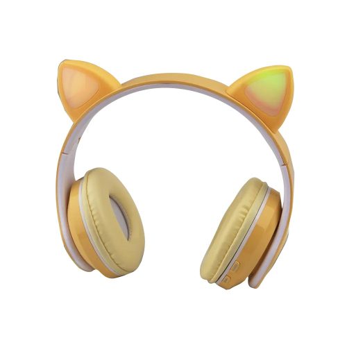 Macskafül, Színes ragyogás, Bluetooth fülhallgató mikrofonnal - sárga