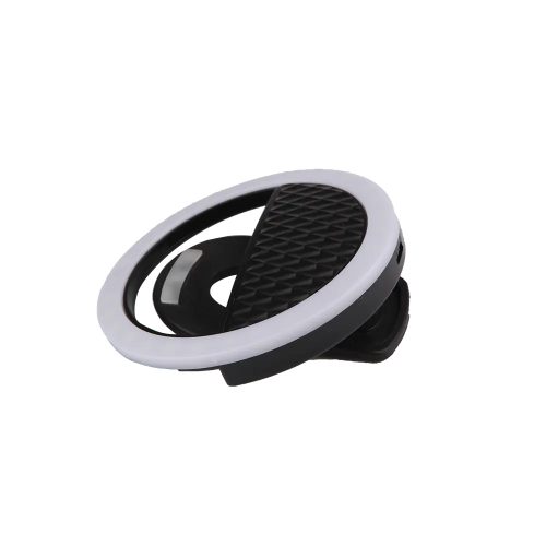 Fehér fényű selfie gyűrű lámpa mobilra,  fekete - 8,5 cm