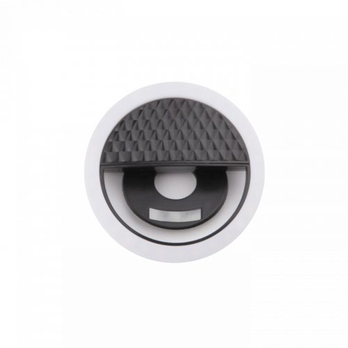 Fehér fényű selfie gyűrű lámpa mobilra,  fekete - 8,5 cm