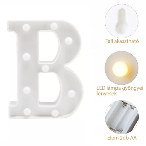 LED Dekoráció Betűk Ábécé Száma Lámpa 22 cm - H ábécé