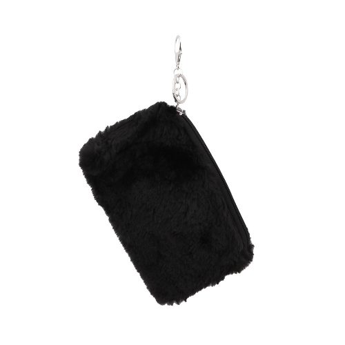 Plüss pénztárca - kulcstartó - fekete 19,5 cm