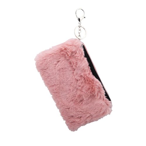 Plüss pénztárca - kulcstartó - rózsaszín 19,5 cm