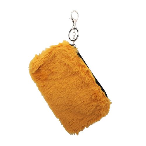Plüss pénztárca - kulcstartó - mustársárga - 19,5 cm
