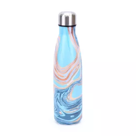   Vákumszigetelt rozsdamentes acél termosz - 500 ml, kék márvány mintás