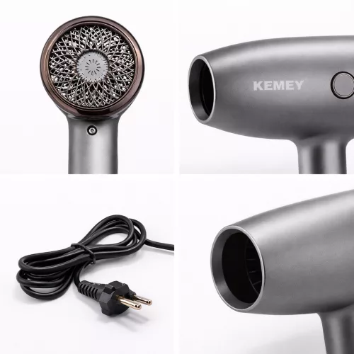 Kemey KM-6835 mini hajszárító – 1000 W, negatív ionos technológiával, halk motorral