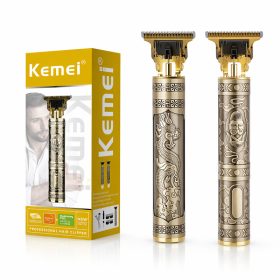  Kemei KM-T-2 professzionális hajvágó trimmer – vezeték nélküli T-penge, vintage arany kínai sárkány dizájn
