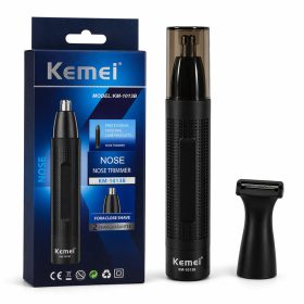   Kemei KM-1013B 2 az 1-ben orr- és szakállnyíró – vezeték nélküli trimmer cserélhető fejjel, fekete
