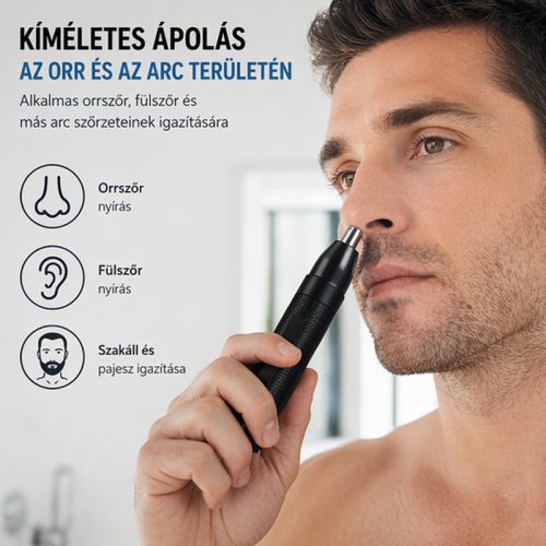 Kemei KM-1013B 2 az 1-ben orr- és szakállnyíró – vezeték nélküli trimmer cserélhető fejjel, fekete