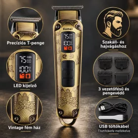   Kemei KM-1682 professzionális haj- és szakállvágó – T-pengével, LED kijelzővel