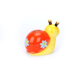   Porcelán pénzérme gyűjtő persely - 11 x 11 x 7 cm - csiga forma - sárga és narancssárga