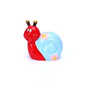   Porcelán pénzérme gyűjtő persely - 11 x 11 x 7 cm - csiga forma - kék és piros